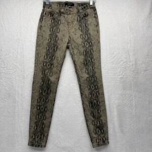 Judy Blue Women's Jeans Size 7/28 Snake Skin Brown Mid Rise Skinny Stretch Denim